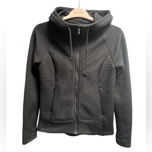 ZELLA Women’s Black Ribbed Mock Turtle Neck Hooded jacket - Size Small